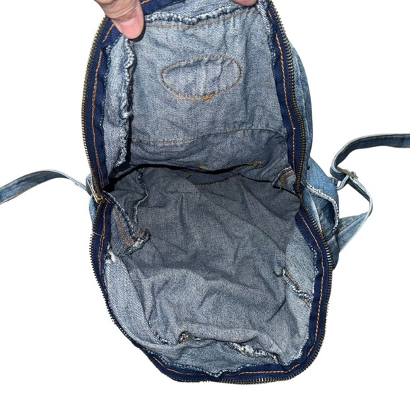 Vintage Rugged Exposure Denim Backpack Blue Jean 90s Y2K Bag - Picture 6 of 12